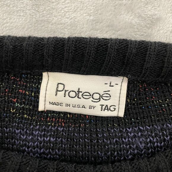 Protege Sweater Mens Large L Black Purple Coogi Style Cosby Made in USA Acrylic - Picture 2 of 7
